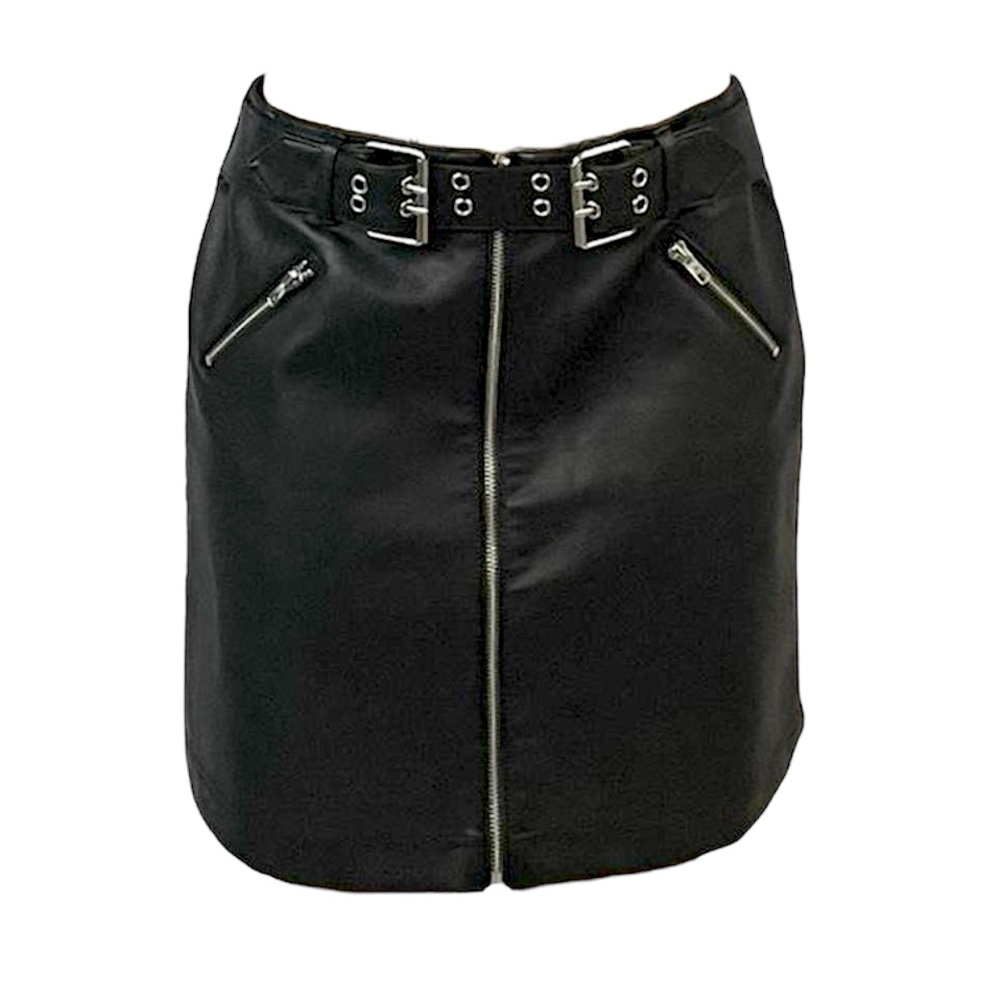 Vintage Black Faux Leather Mini Skirt